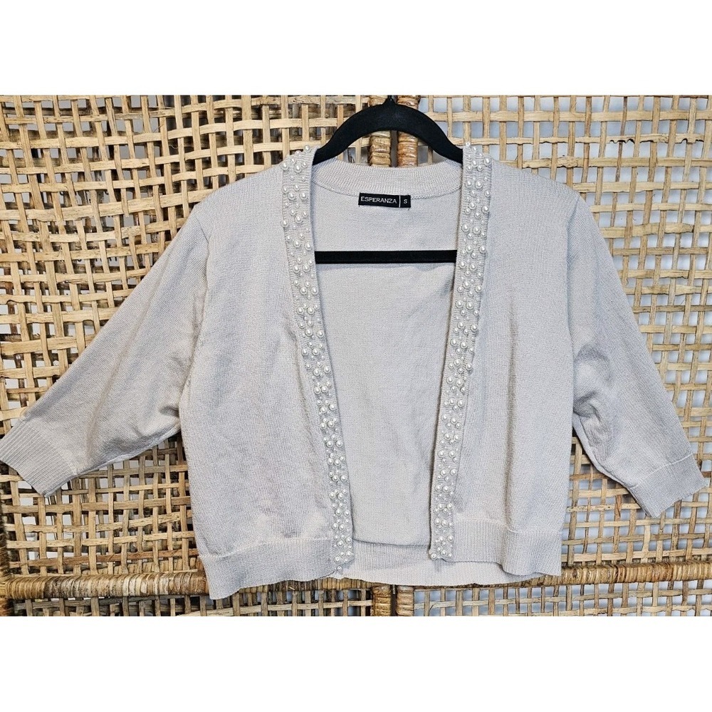Esperanza Cardigan Sweater Women Size S  Beige Old Money STYLE